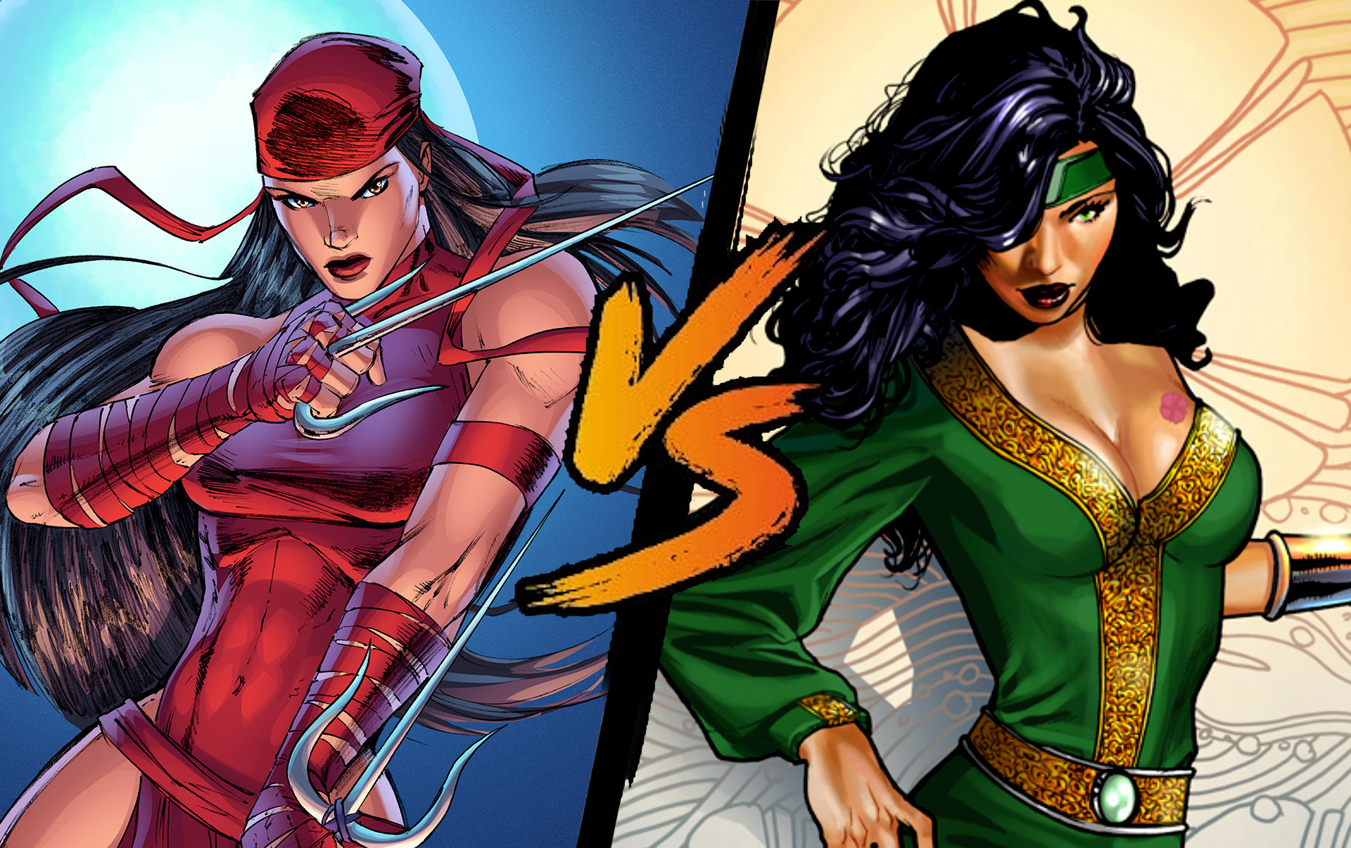 Elektra (Marvel) vs Cheshire (DC Comics)