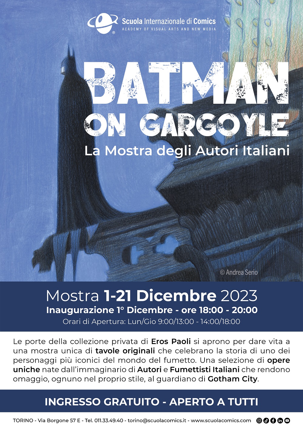Batman on Gargoyle. Dall’1 al 21 dicembre 2023 in mostra a Torino